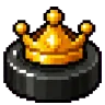 Black piece with a golden crown on top