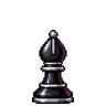 Black bishop with a rounded mitre, in black and silver
