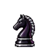 Black knight in profile, in black and silver