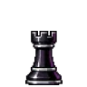 Black rook with battlements on top, in black and silver