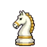 White knight in profile, with a golden mane